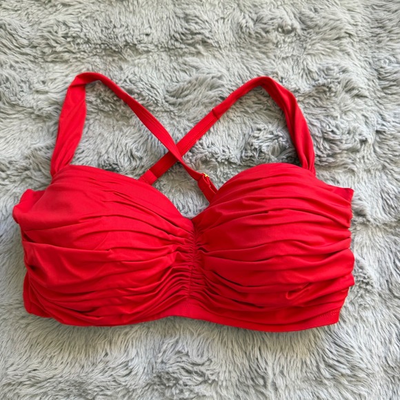 Bleu Rod Beattie Other - Bleu Rod Beattie Red Ruched Underwire Bikini Top 36DD Cross Back Swimwear